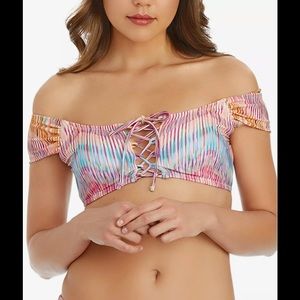 NWT Raisins Off Shoulder Lace Front Bikini Top XL